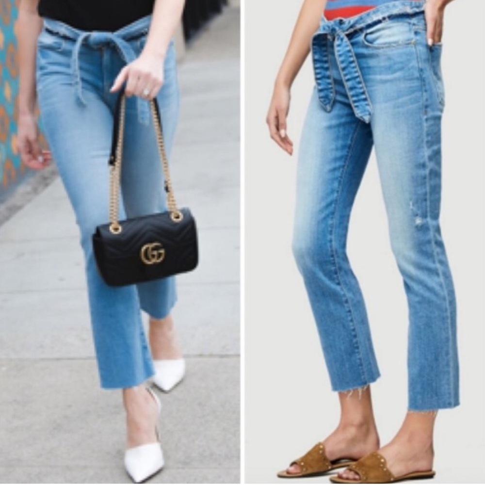 FRAME Denim Le High Straight Hannington Tie Waist Medium Wash Jeans Size 24